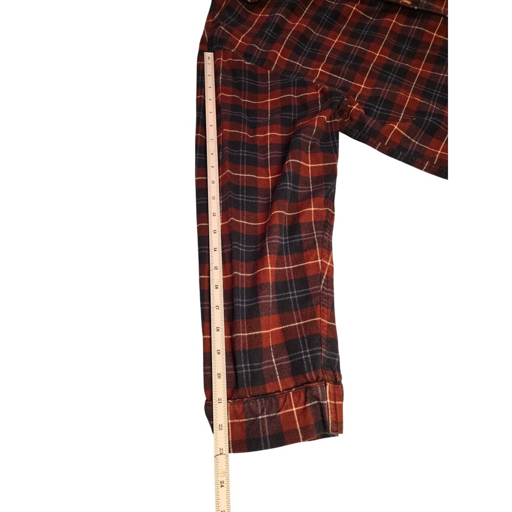 Brooks Brothers Men's Plaid Flannel Pajama Sleep Shirt Top Red Blue - Picture 7 of 9